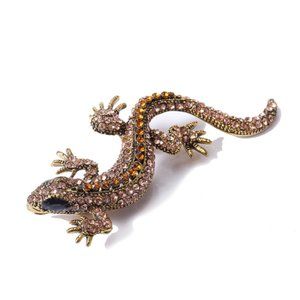 Rose Gold color Lizard Rhinestone Pin Broach